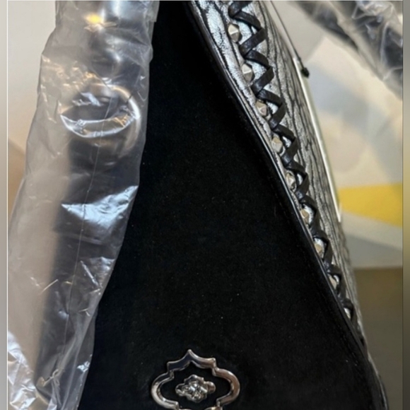 orYANY Silver/Black Embossed Leather Suede Crossbody/Shoulder Bag NWT & Dustbag - Picture 7 of 9